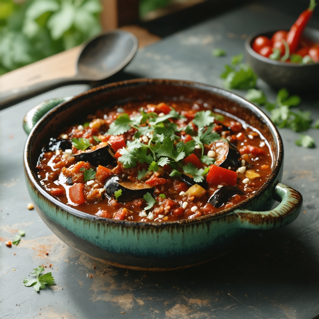 Burnt aubergine veggie chilli recipe