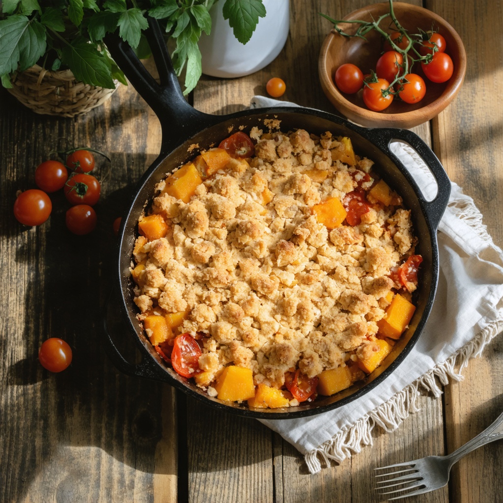 Butternut squash & cherry tomato crumble recipe